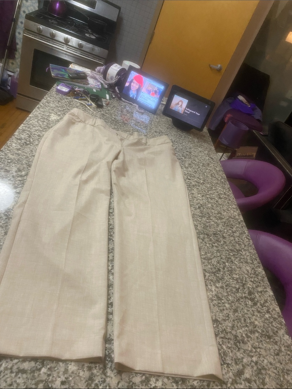 Cato Wide Leg Dress Pants in Light Beige
